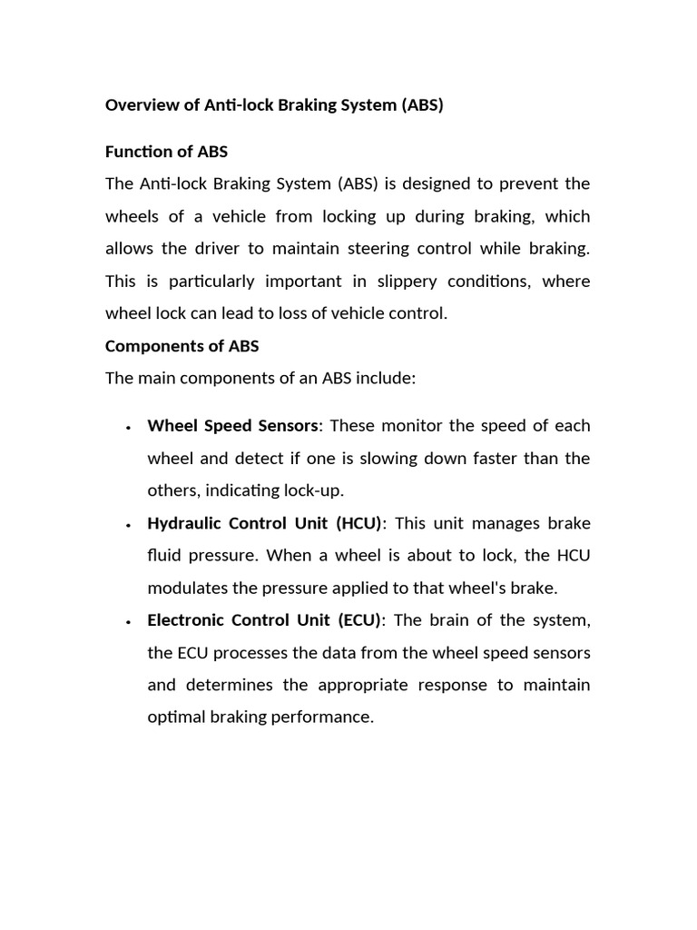 Understanding Anti-lock Braking Systems | PDF | Anti Lock Braking ...