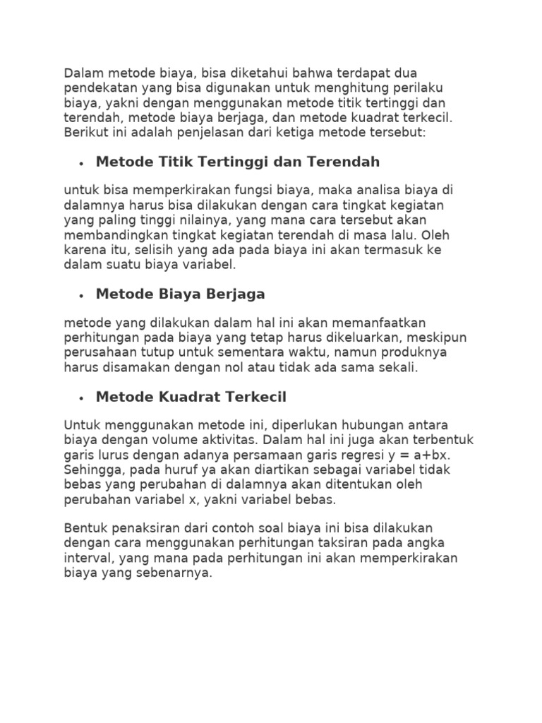 Metode Perhitungan Biaya dalam Akuntansi | PDF
