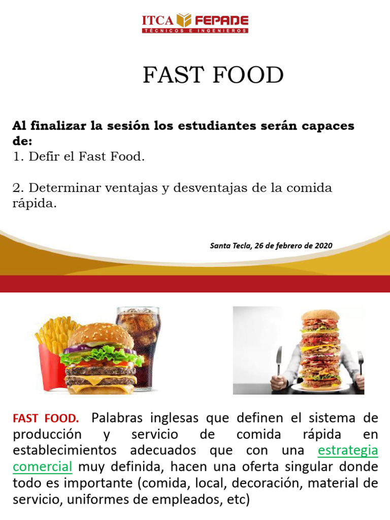 Ventajas y desventajas del Fast Food | PDF | Comida rápida | Alimentos