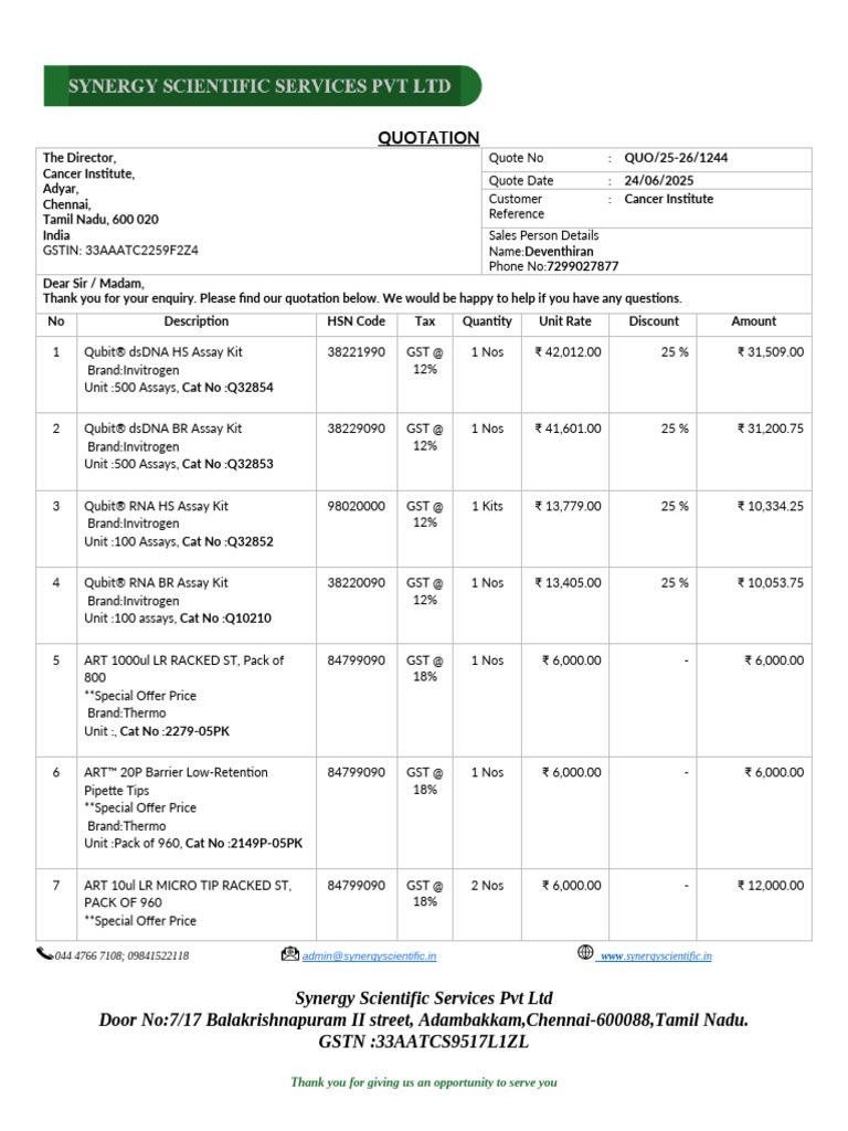 Quotation for Scientific Supplies | PDF | Economy Of India