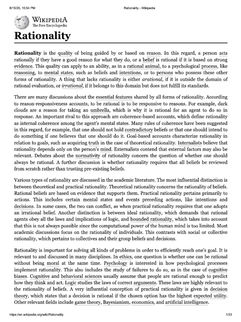 Rationality - Wikipedia | PDF