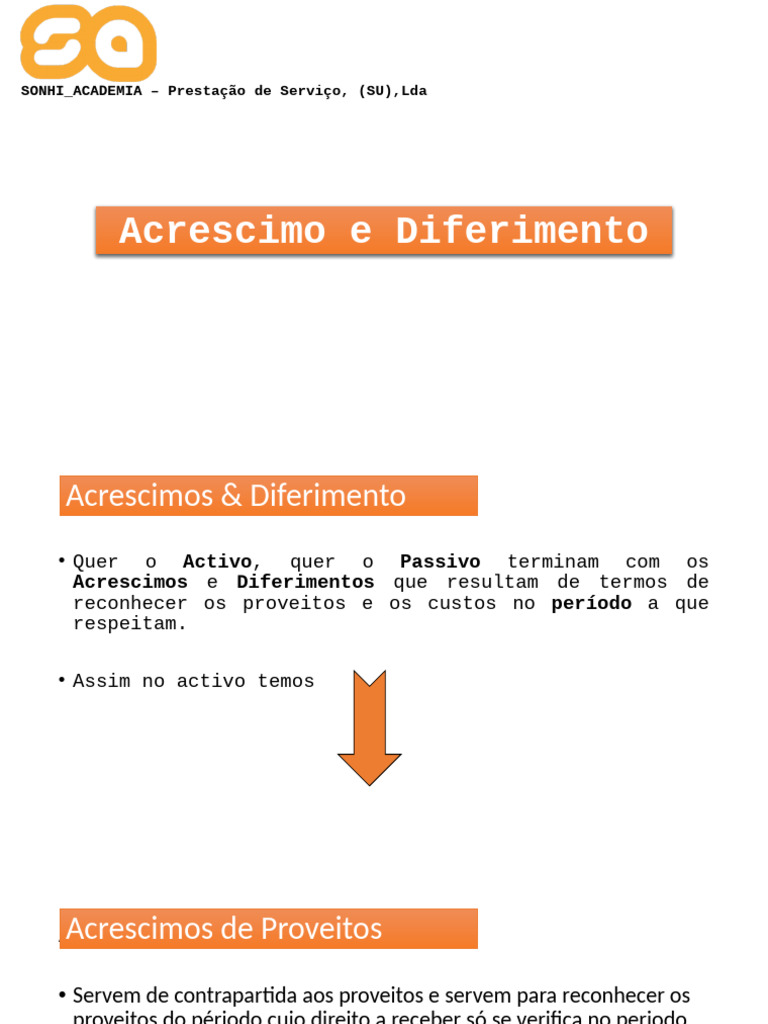 Acrescimo e Diferimento SONHI ACADEMIA | PDF