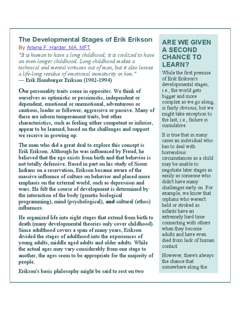 Erikson's 8 Stages of Development Philosophical Theories