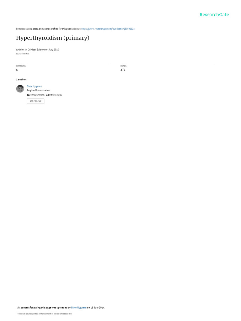 Hyperthyroidism Primary | PDF | Hyperthyroidism | Thyroid Stimulating ...