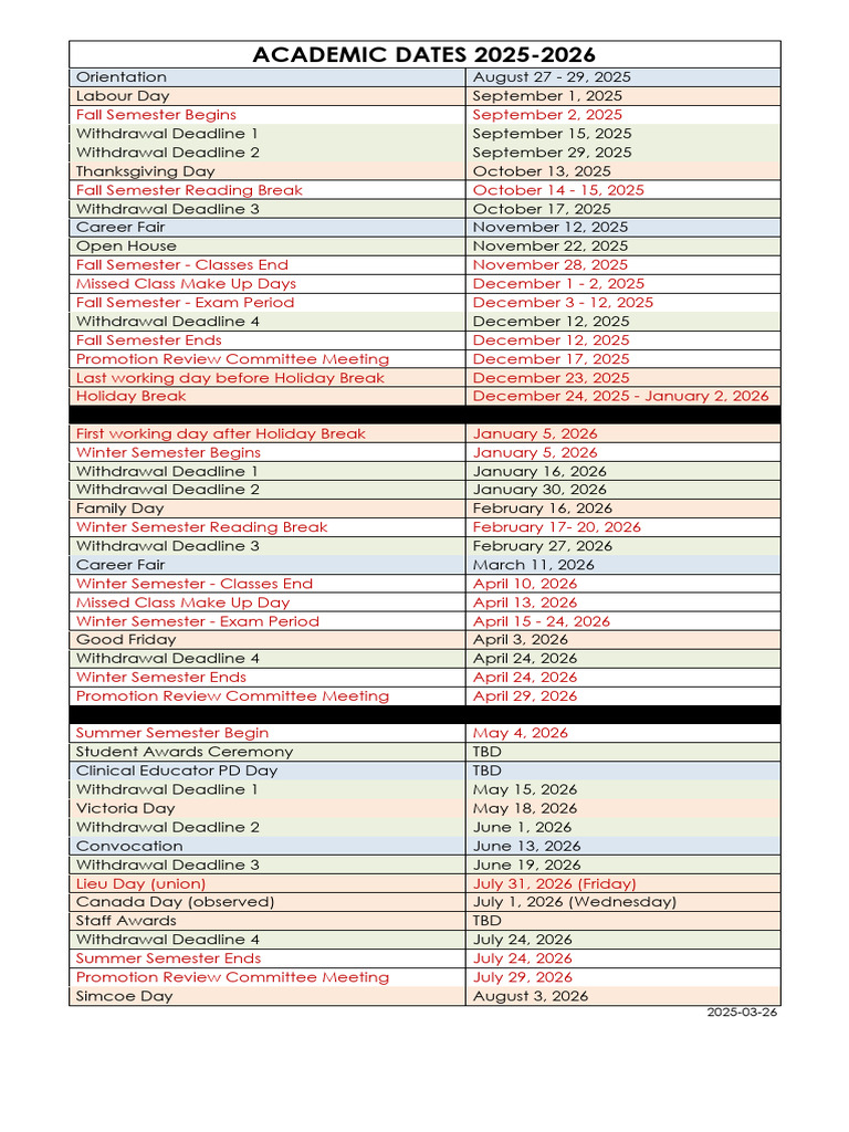 Academic Calendar 2025-2026 | PDF | Academic Term | Observances