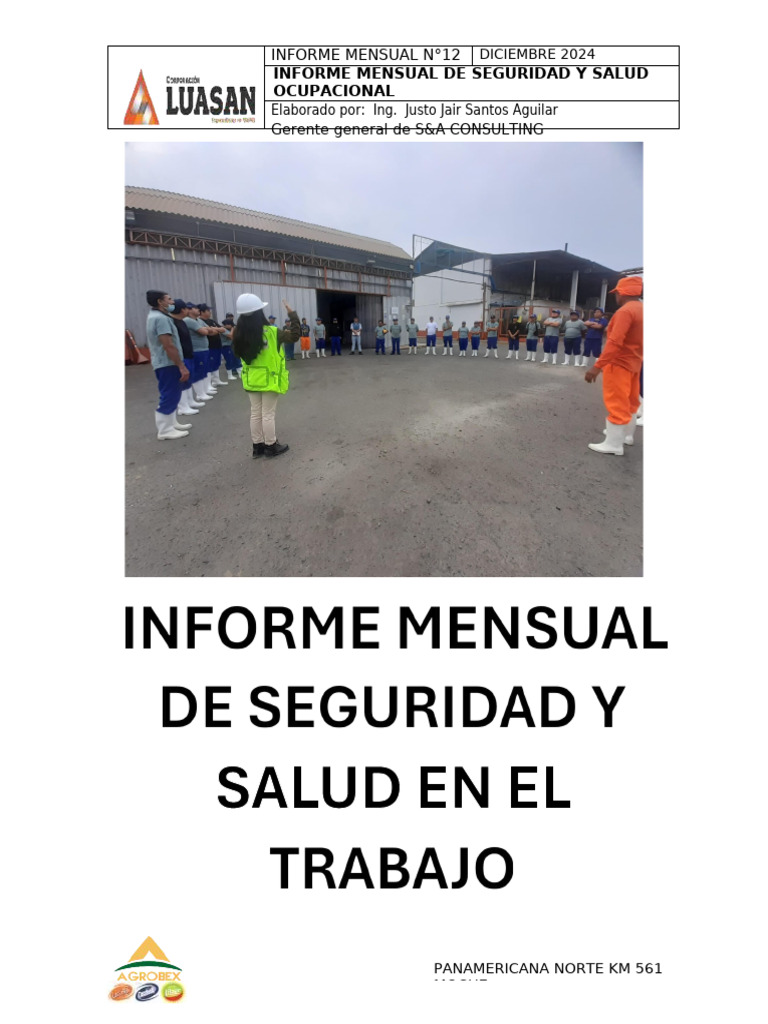 Informe Mensual de Seguridad Diciembre 2024 | PDF | Seguridad y salud ...