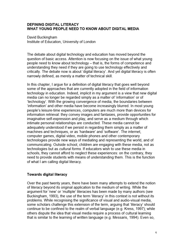 Expanding Digital Literacy for Youth | PDF | Literacy | Information
