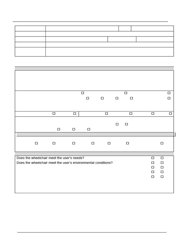 Basic Wheelchair Assessment Form | PDF | Wheelchair