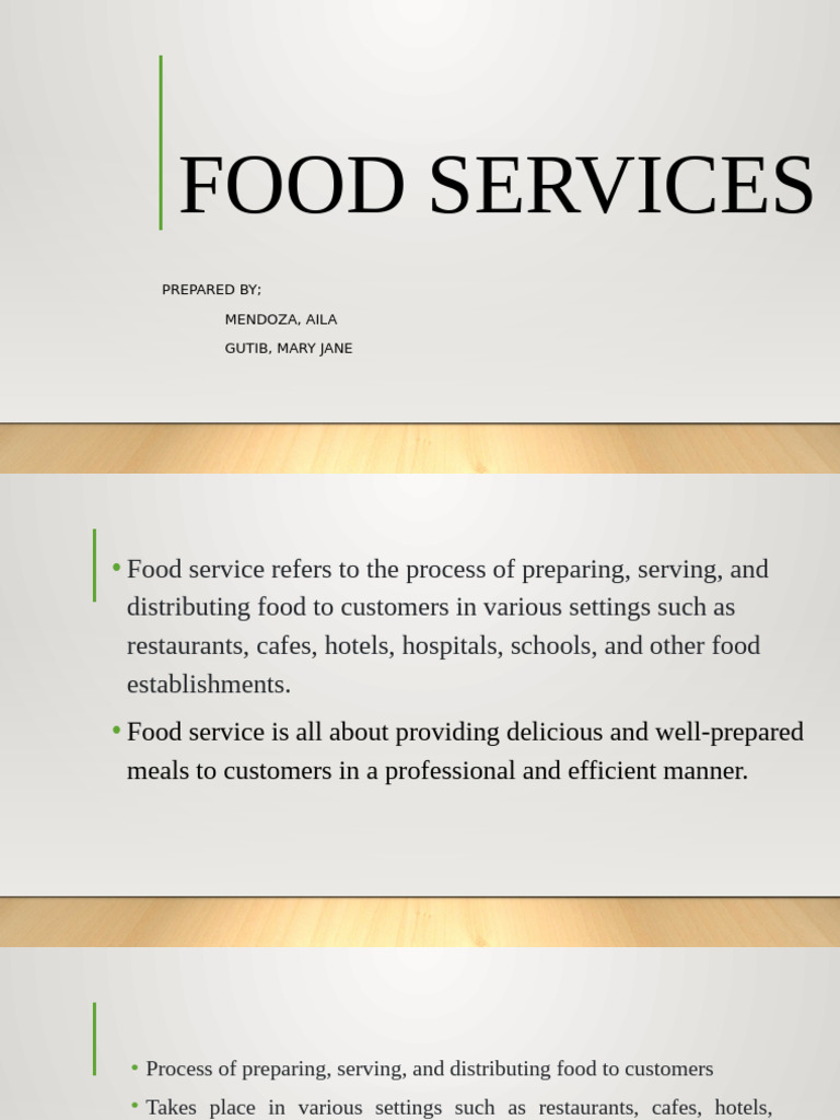 Food Services Maam Pam | PDF | Restaurants | Foodservice