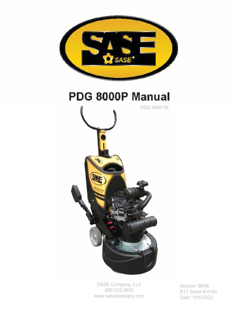 SASE PDG 8000 Grinder Safety Manual | PDF | Exhaust Gas | Fires