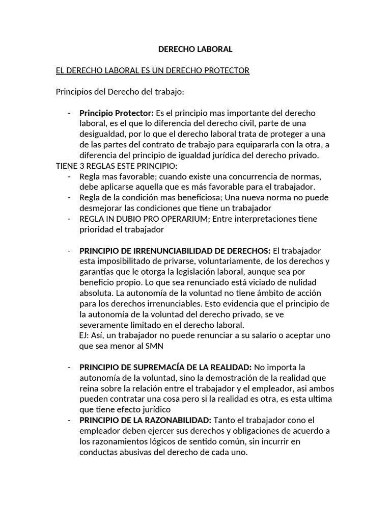 Principios Clave del Derecho Laboral | PDF | Derecho laboral | Justicia
