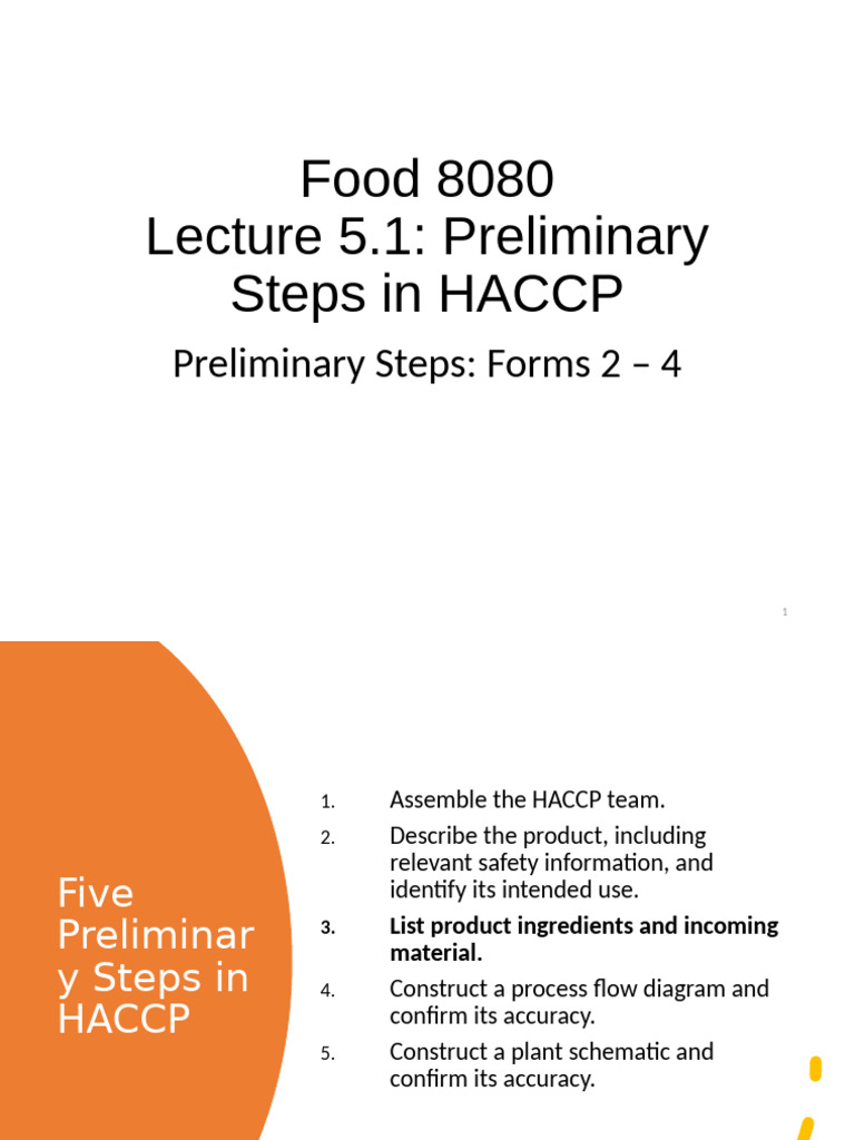 HACCP: Five Preliminary Steps Explained | PDF | Foods