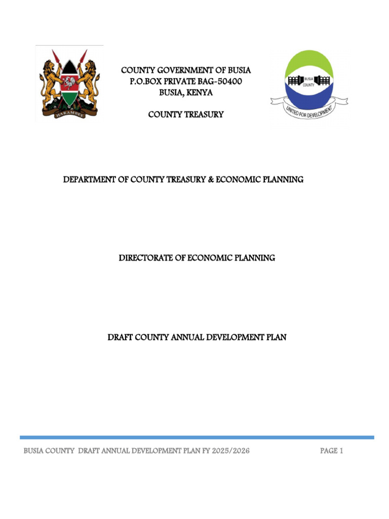 Busia County ADP FY 2025/2026 Overview | PDF | Cost Of Living | Agriculture
