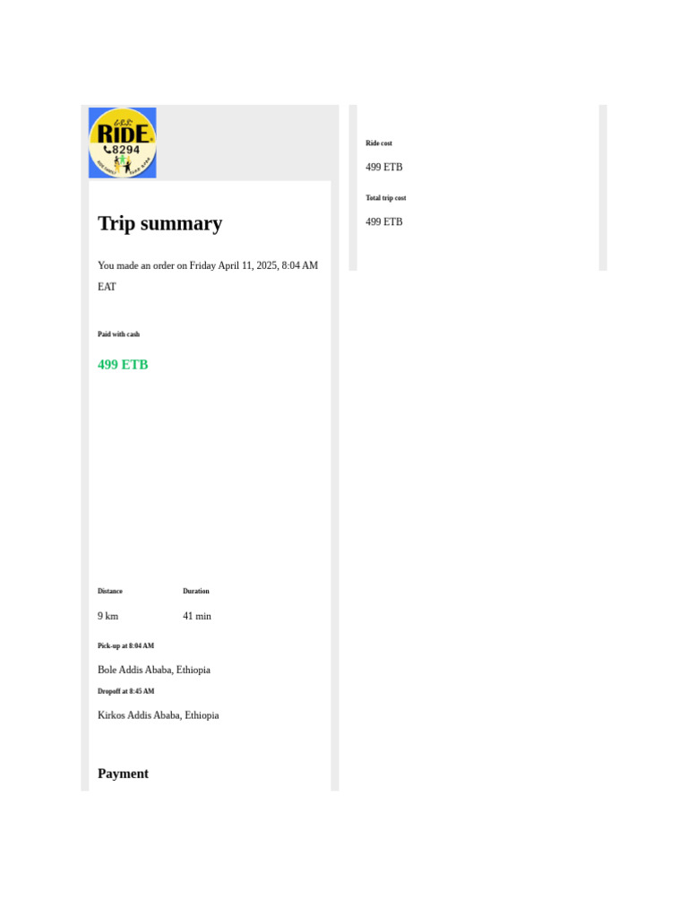 Feres Ride Summary and Cashback Info | PDF
