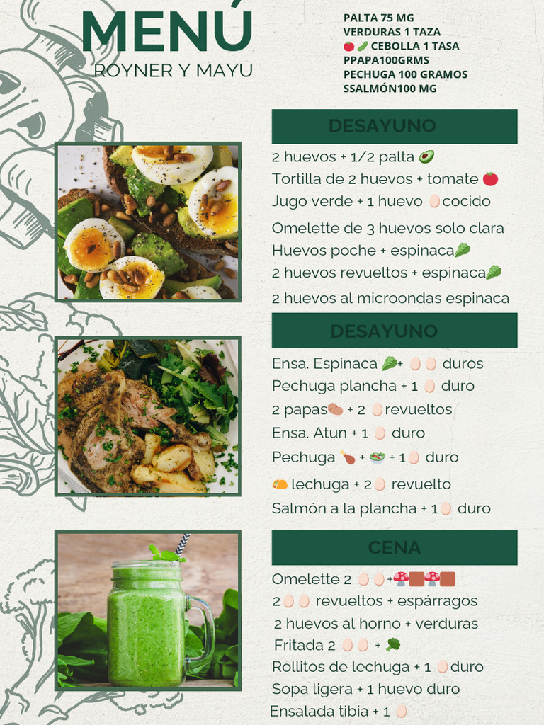 Menú Comida Saludable Moderno Verde y Blanco - 20250722 - 021320 - 0000 ...