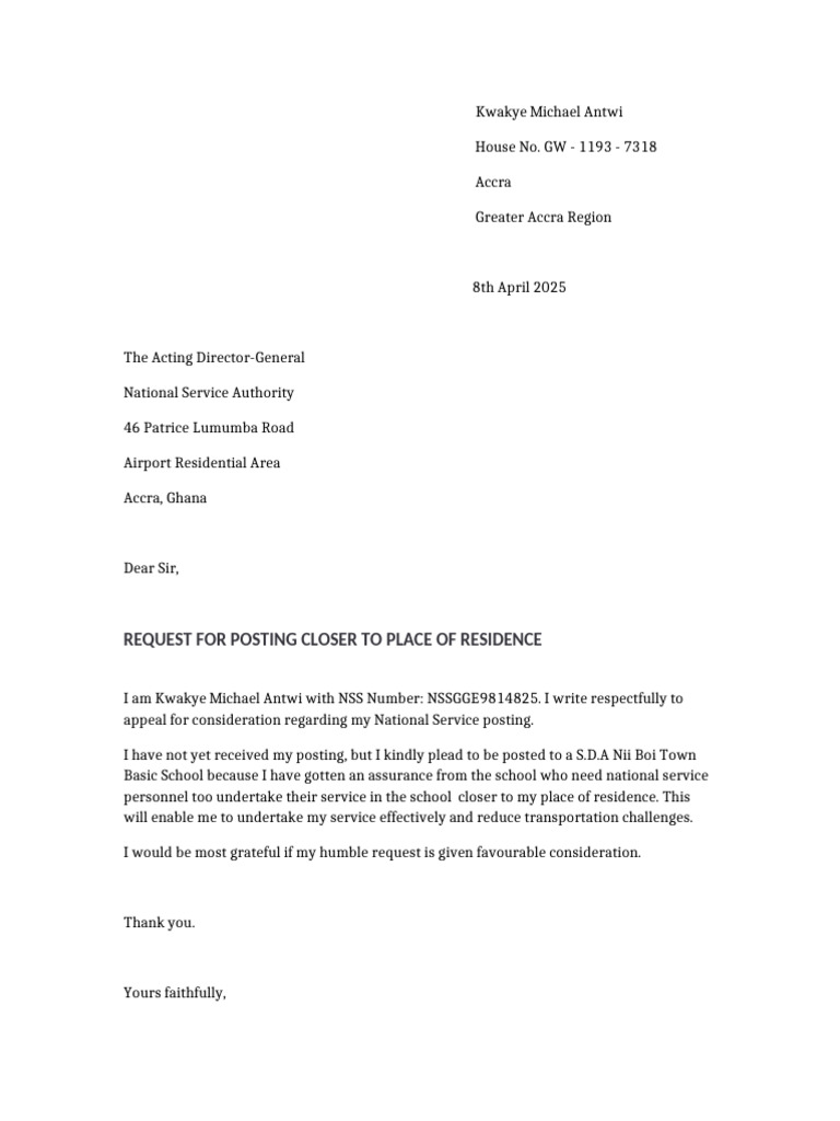 Request for Local National Service Posting | PDF