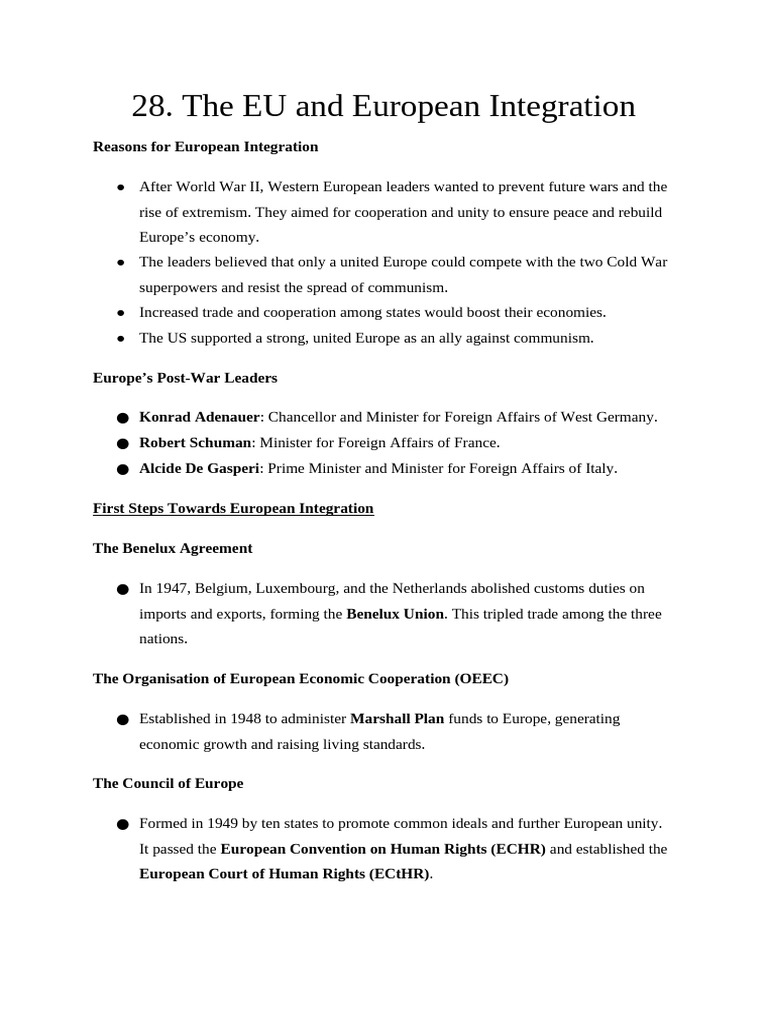 The EU and European Integration | PDF | European Union | European ...