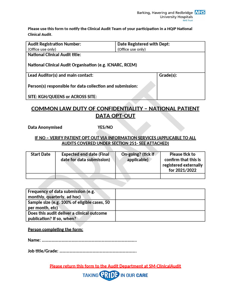 Clinical Audit Registration Guidelines | PDF | Audit | Health Care