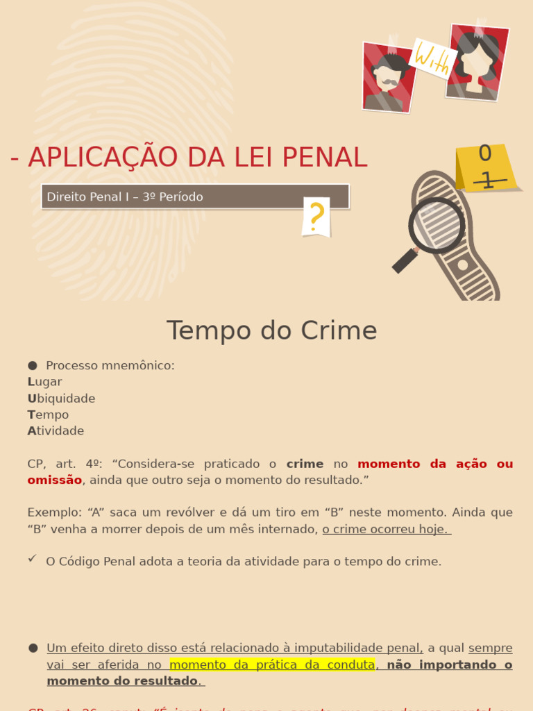 Aplicação da Lei Penal no Direito Brasileiro | PDF | Crimes | Crime e ...