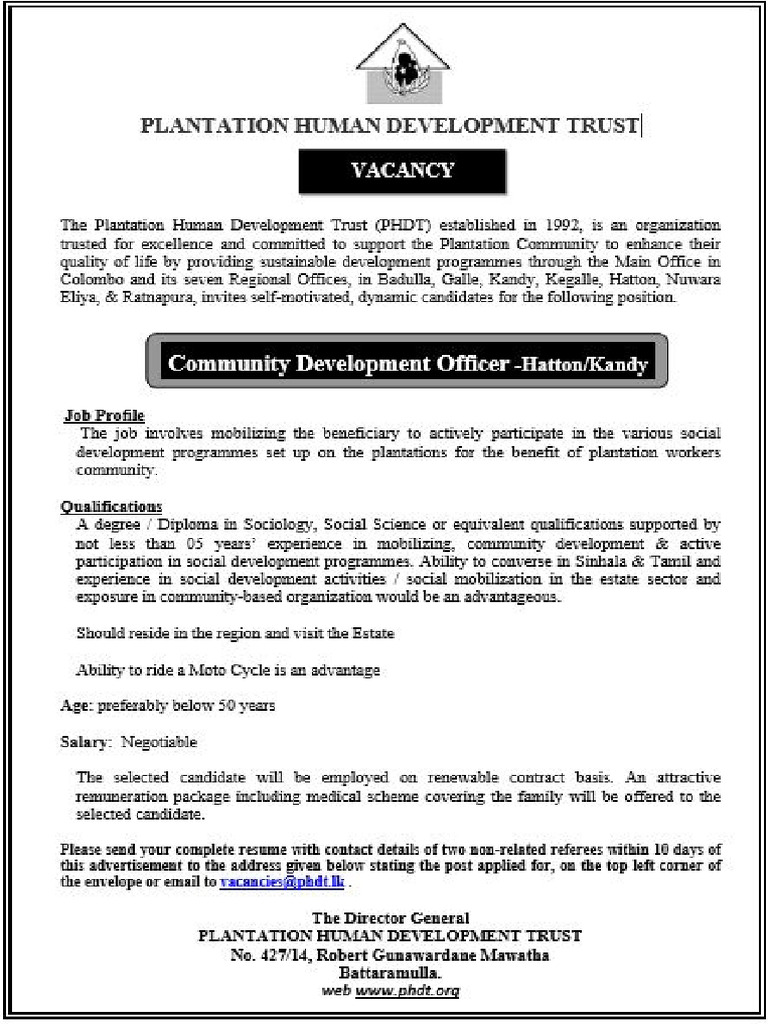 Community Development Officer PHDT | PDF