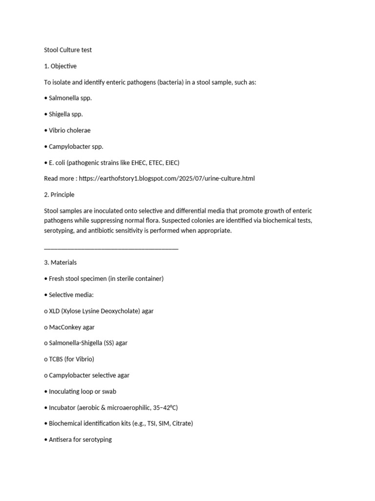 Stool Culture T-WPS Office | PDF