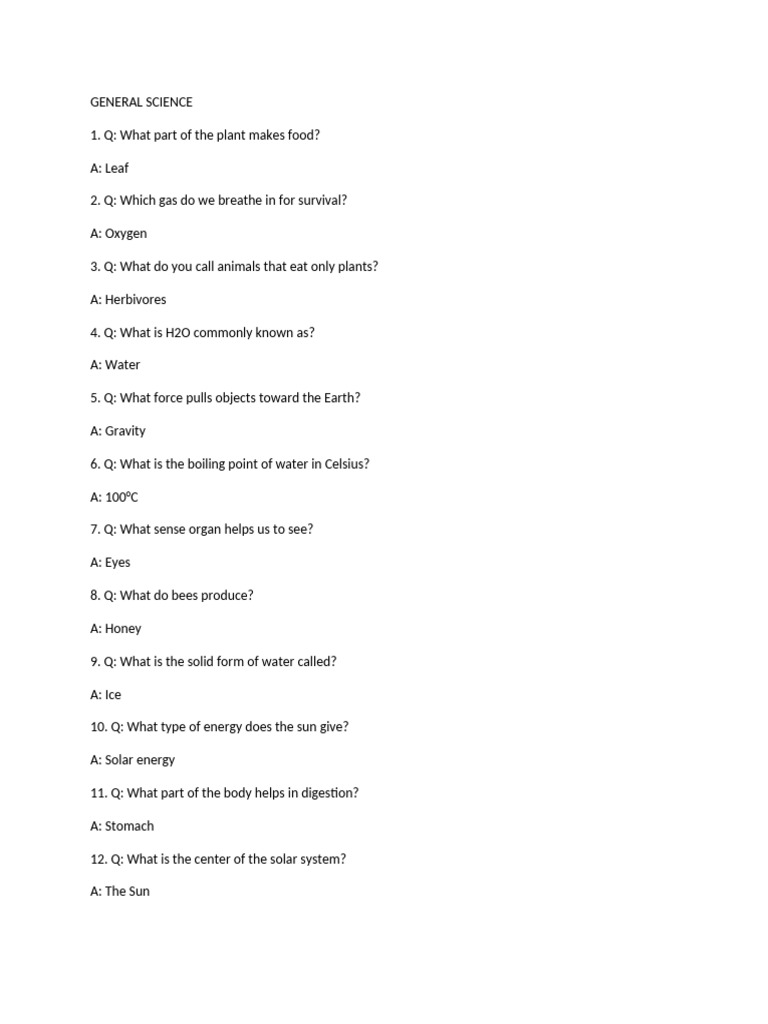 Grade 5 Science Quiz Questions | PDF