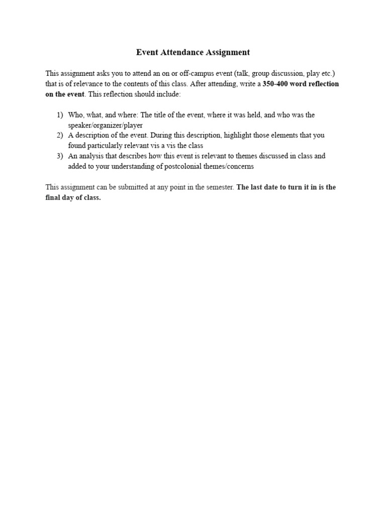 Event Attendance Assignment Intro To Poco Fall 2024 | PDF