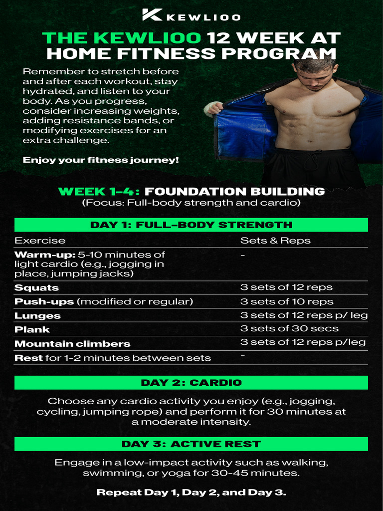 12-Week At-Home Fitness Plan | PDF | Aerobic Exercise | High Intensity ...