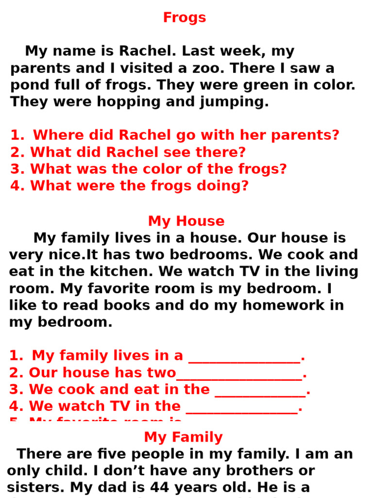 Rachel's Zoo Adventure with Frogs | PDF