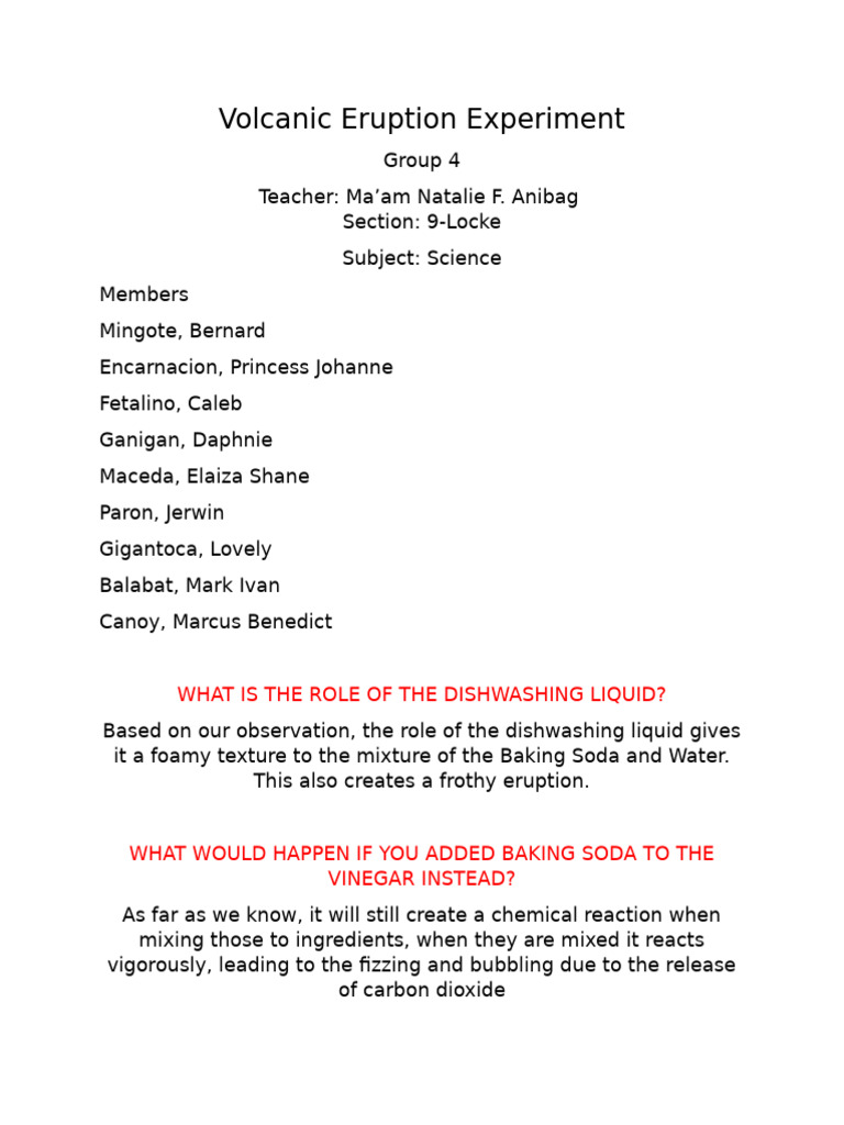 Volcanic Eruption Experiment Pdf