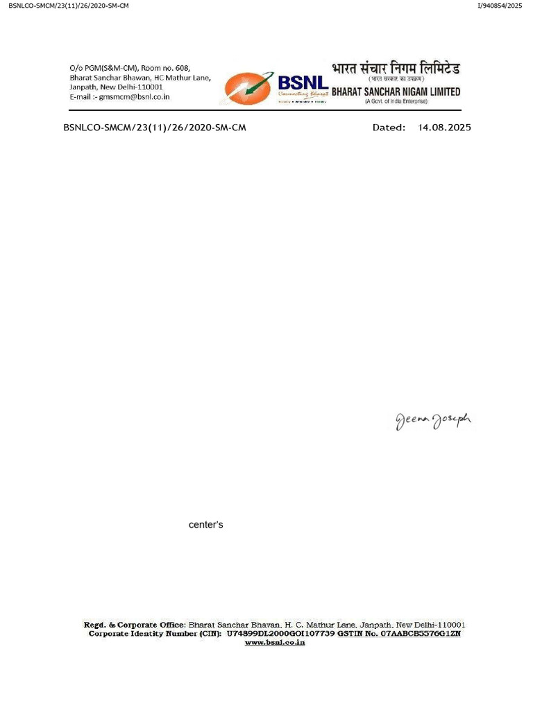 BSNL Franchisee Agreement Extension Notice | PDF