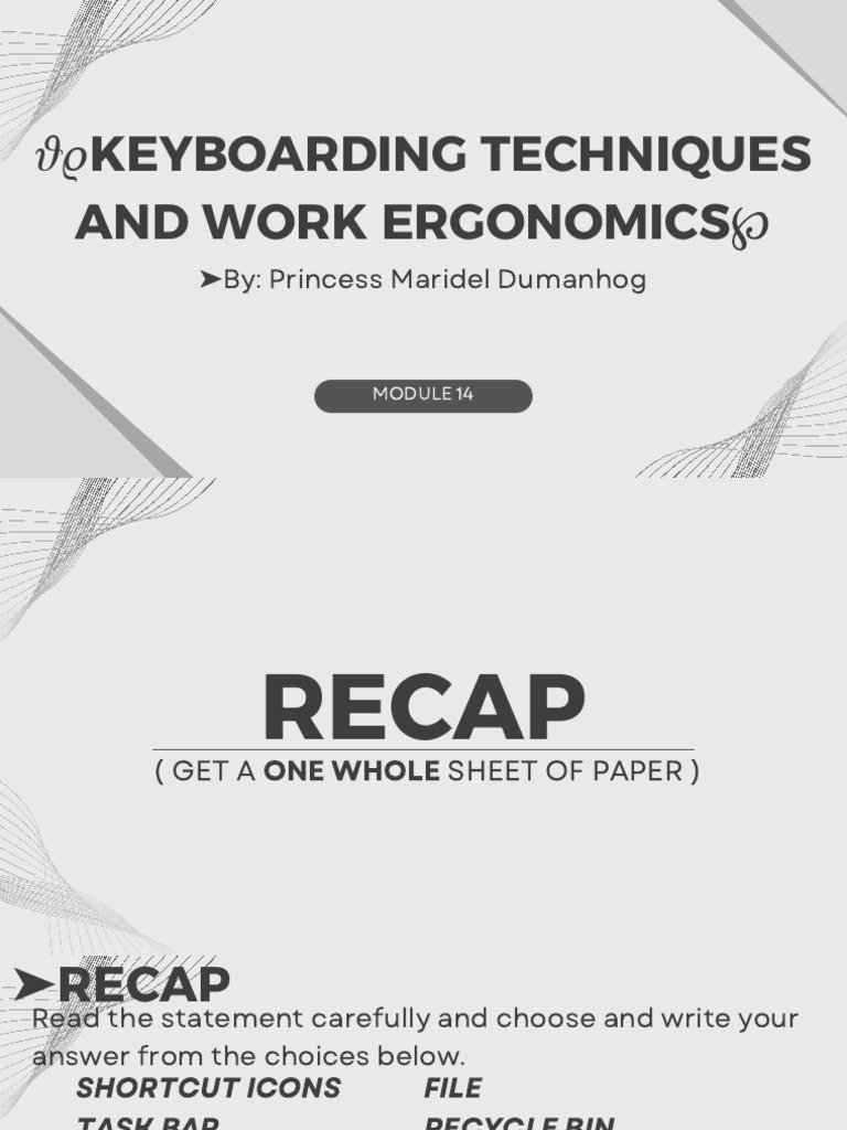 Ergonomic Keyboarding Techniques | PDF | Computer Keyboard | Hand