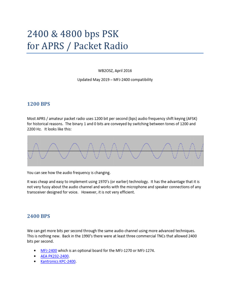 2400 & 4800 bps PSK for Packet Radio | PDF | Bit Rate | Radio