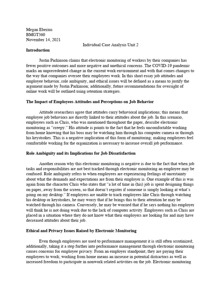 Individual Case Analysis 2 | PDF | Employment | Attitude (Psychology)