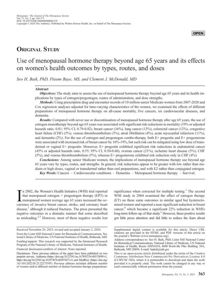 Hormone Therapy Effects in Seniors | PDF | Hormone Replacement Therapy ...