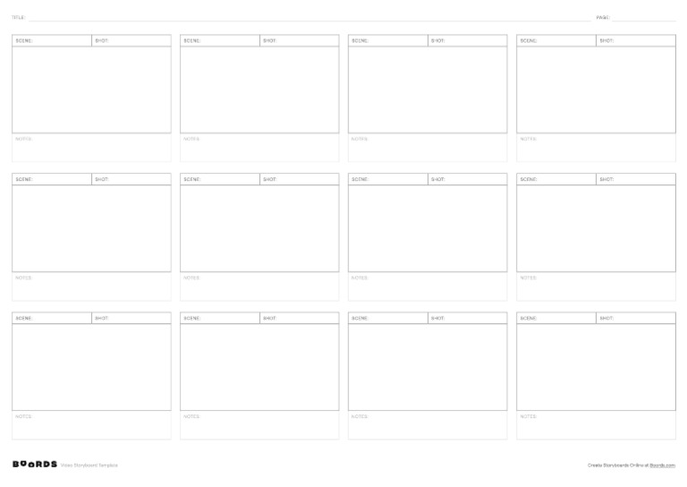 Video Storyboard Template a3 12 Panel Horizontal | PDF