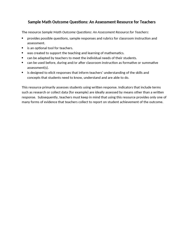 Math Assessment Questions for Teachers | PDF | Multiplication | Mathematics