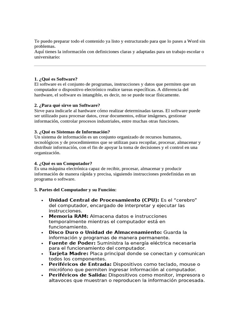 Guía sobre Software y Hardware en Informática | PDF | Hardware de la ...