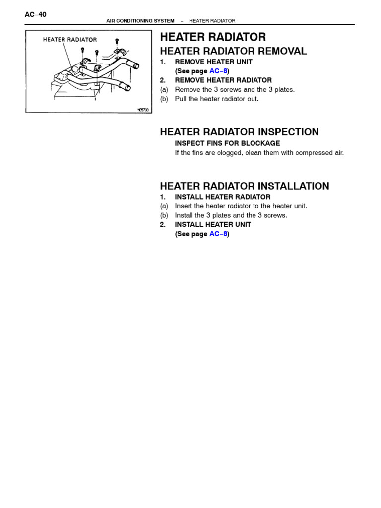 Heater Radiator Removal and Installation Guide | PDF
