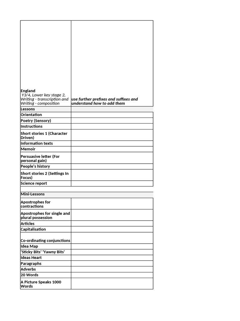Comprehensive Writing Lessons for Y3/4 | PDF | English Grammar ...