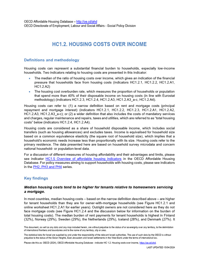 OECD Housing Costs Over Income Analysis | PDF | Household Income In The ...