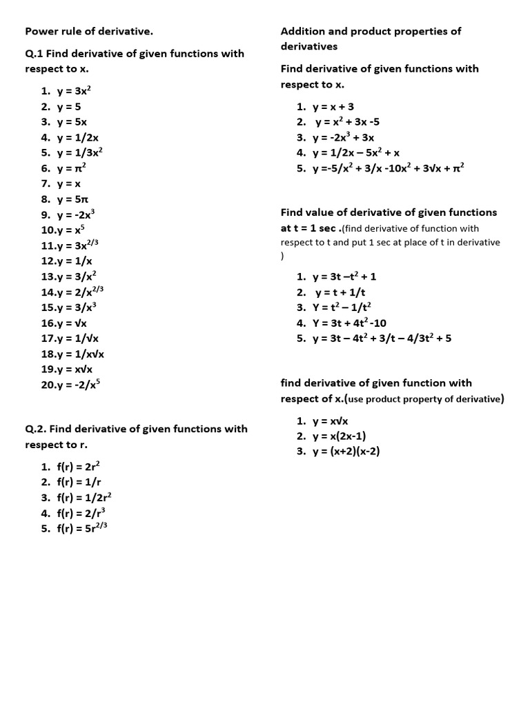 Derivative Examples and Applications | PDF | Derivative | Calculus