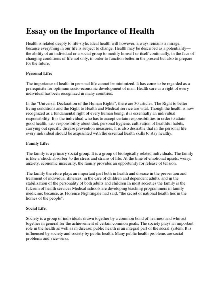 health essay topic ideas