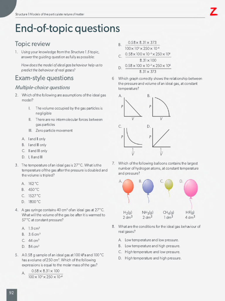 End of Topic-Estructura 1.5 | PDF | Gases | Thermodynamics