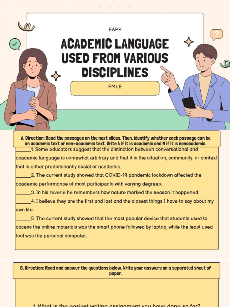 Characteristics of Academic Language | PDF | Subject (Grammar) | Word