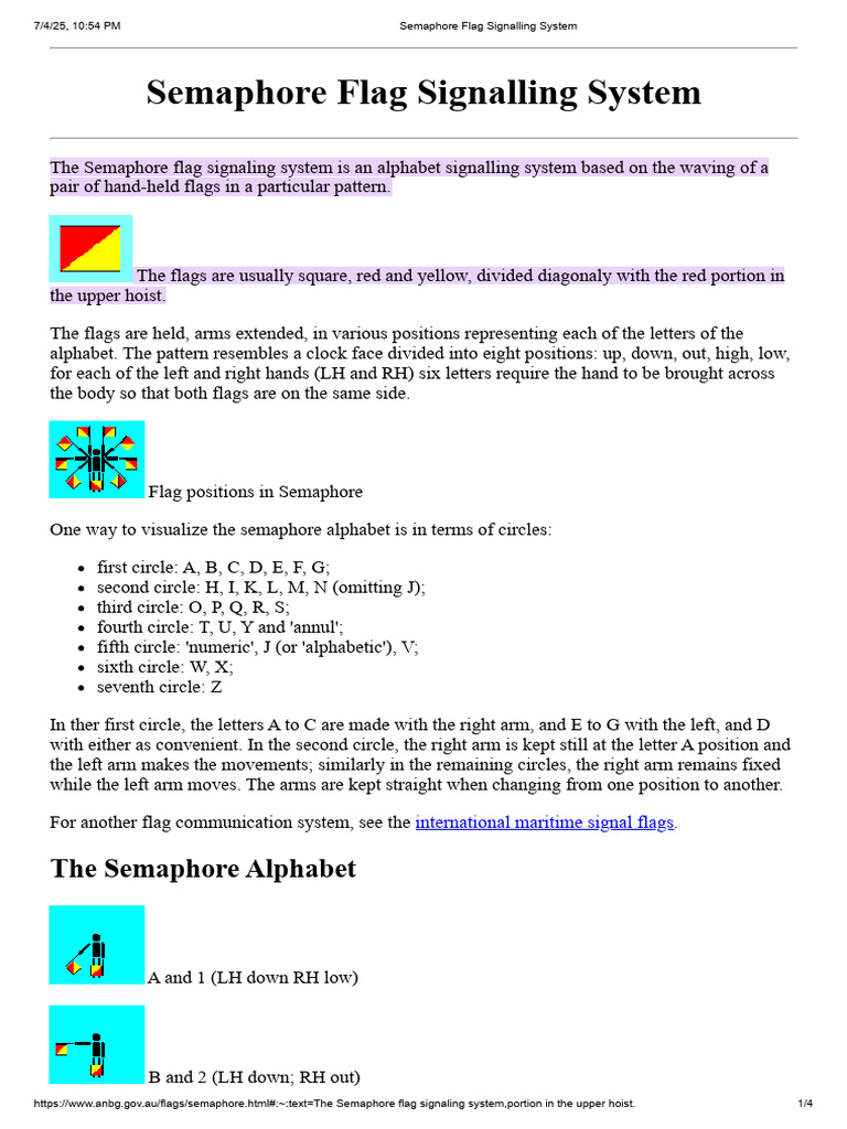 Semaphore Flag Signaling System Guide | PDF | Flag | Heraldry