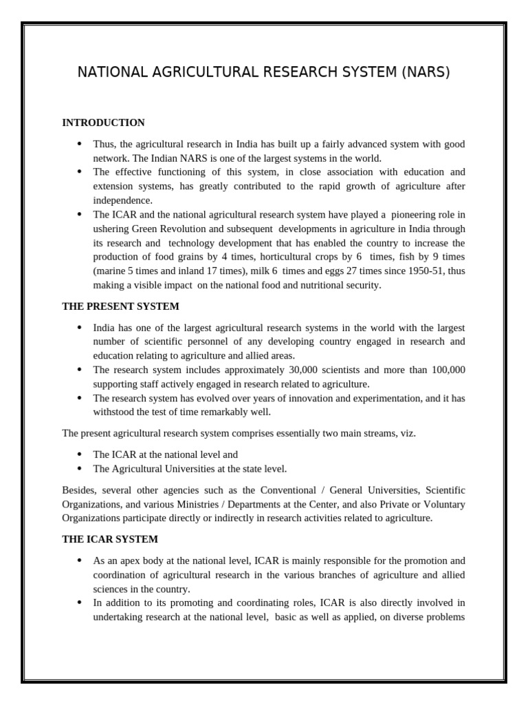 Understanding NARS in Agriculture | PDF | Agricultural Machinery ...