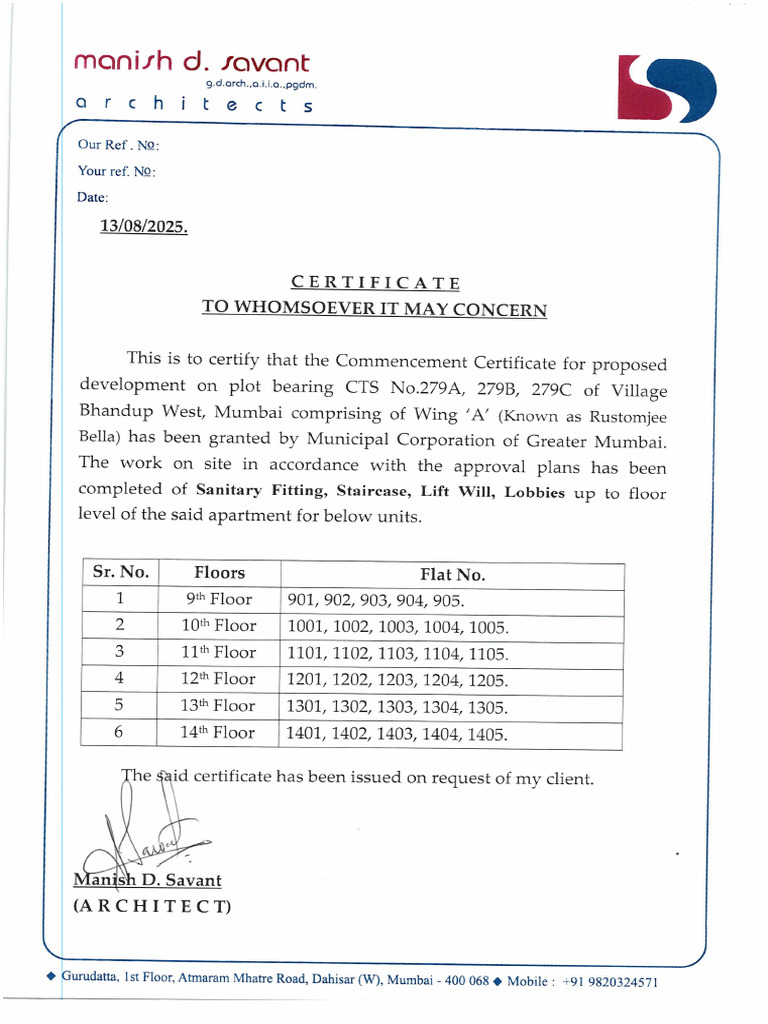 Architect Certificate - Z086 | PDF
