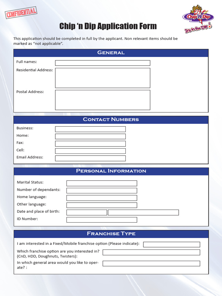 Chip 'n Dip Application Form | PDF | Banks | Debt