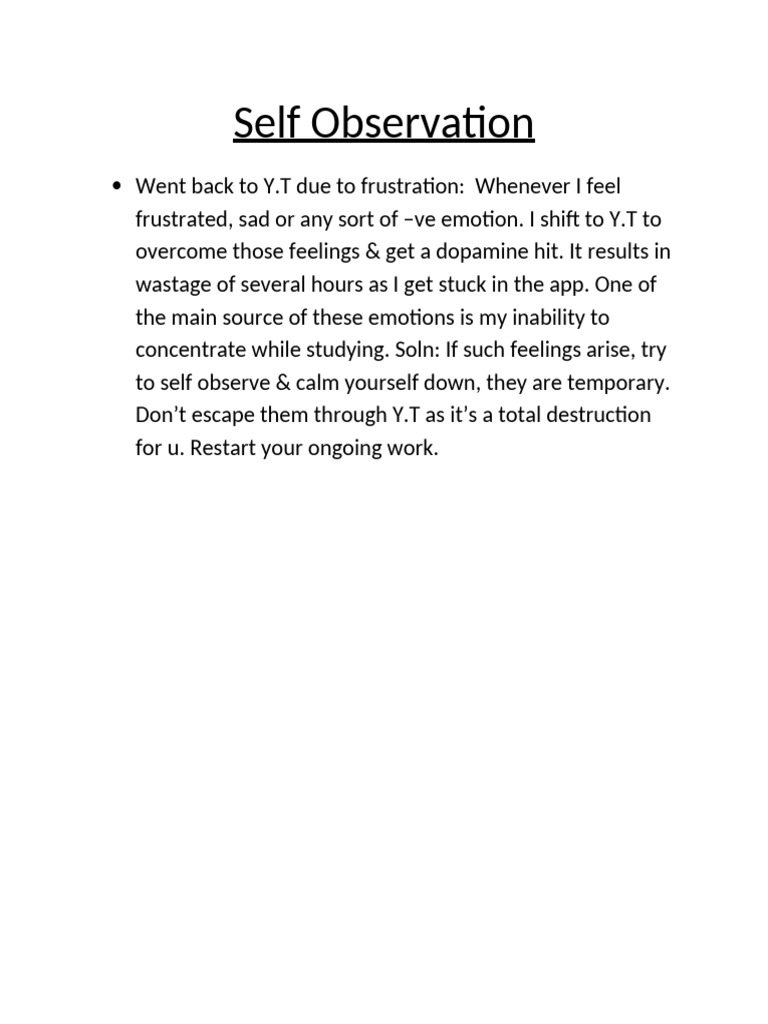 Managing Frustration Through Self-Observation | PDF